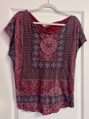 Lucky Brand Wine and Black Paisley Short Sleeve Tee